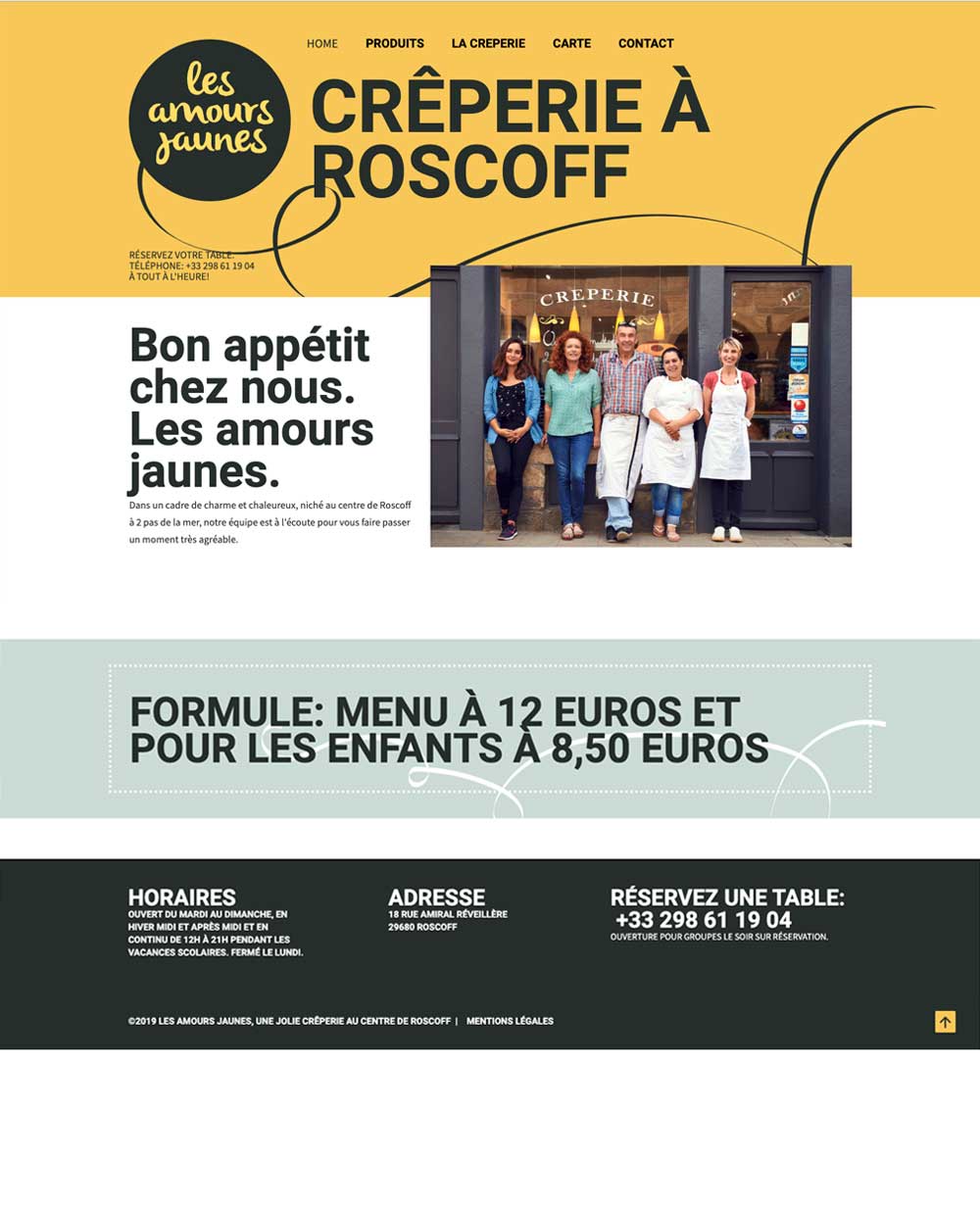 kleine Website erstellt für Crêperie in Frankreich